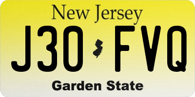 NJ license plate J30FVQ