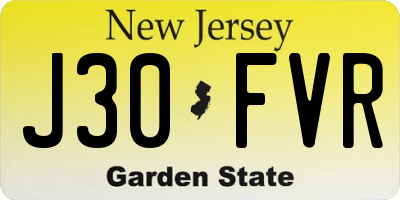NJ license plate J30FVR