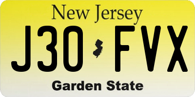 NJ license plate J30FVX