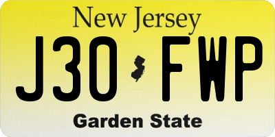 NJ license plate J30FWP