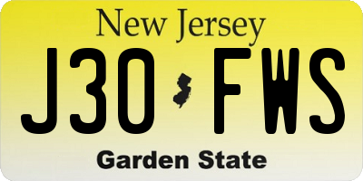 NJ license plate J30FWS