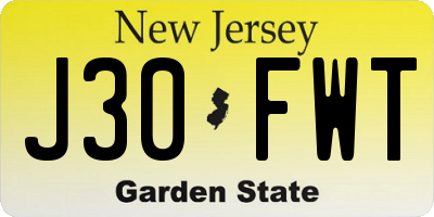NJ license plate J30FWT