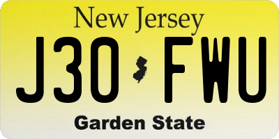 NJ license plate J30FWU