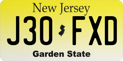 NJ license plate J30FXD