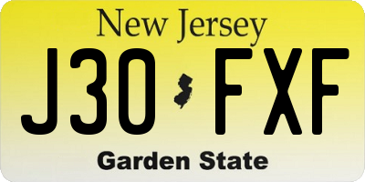 NJ license plate J30FXF