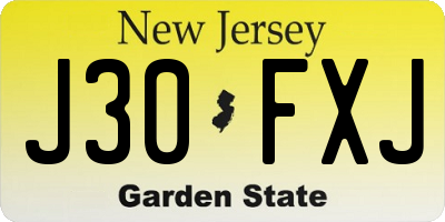 NJ license plate J30FXJ