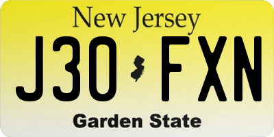 NJ license plate J30FXN