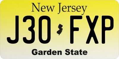 NJ license plate J30FXP