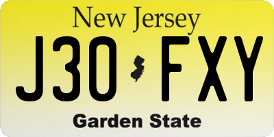 NJ license plate J30FXY