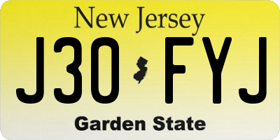 NJ license plate J30FYJ