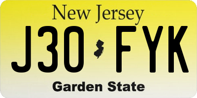 NJ license plate J30FYK