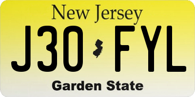 NJ license plate J30FYL