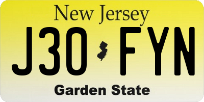 NJ license plate J30FYN