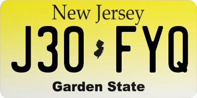 NJ license plate J30FYQ