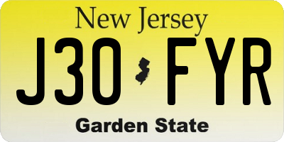 NJ license plate J30FYR