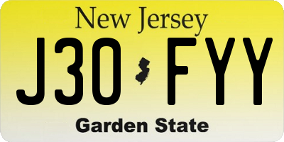 NJ license plate J30FYY