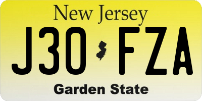 NJ license plate J30FZA