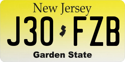 NJ license plate J30FZB