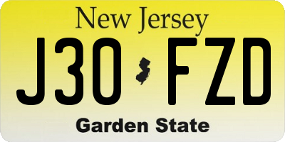 NJ license plate J30FZD