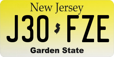 NJ license plate J30FZE