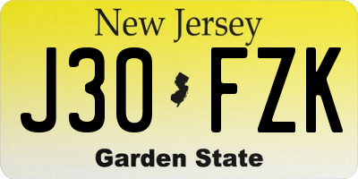 NJ license plate J30FZK