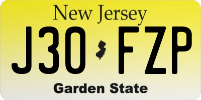 NJ license plate J30FZP