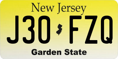 NJ license plate J30FZQ