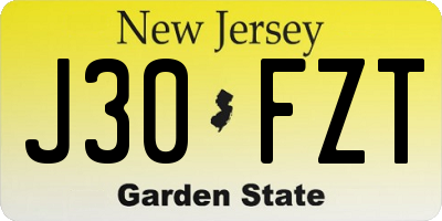 NJ license plate J30FZT