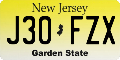 NJ license plate J30FZX