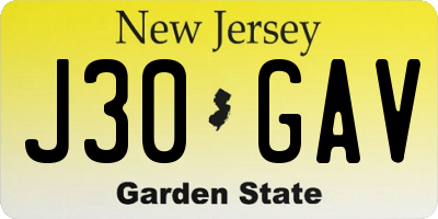 NJ license plate J30GAV
