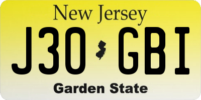 NJ license plate J30GBI