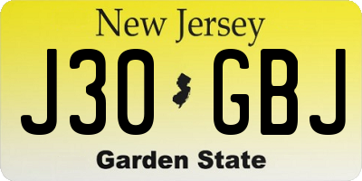 NJ license plate J30GBJ