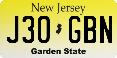 NJ license plate J30GBN