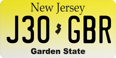 NJ license plate J30GBR