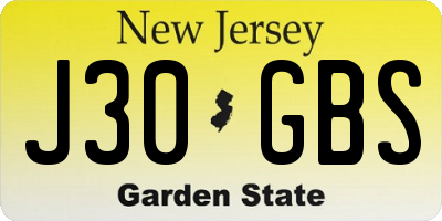 NJ license plate J30GBS