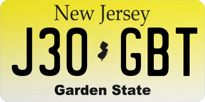 NJ license plate J30GBT