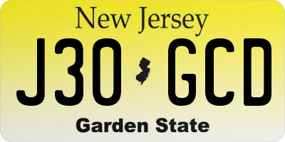NJ license plate J30GCD