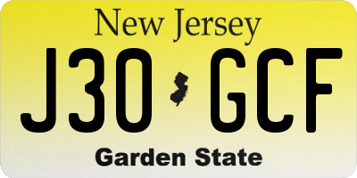 NJ license plate J30GCF