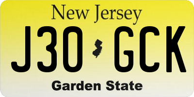 NJ license plate J30GCK