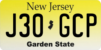 NJ license plate J30GCP