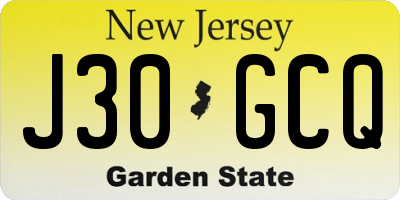 NJ license plate J30GCQ