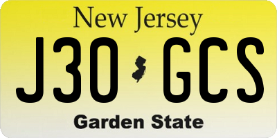 NJ license plate J30GCS