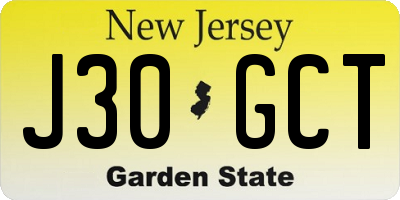 NJ license plate J30GCT