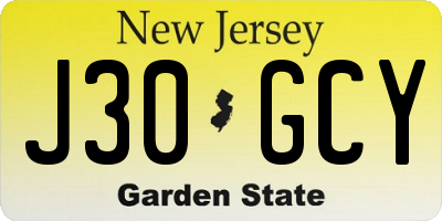 NJ license plate J30GCY