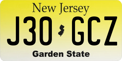 NJ license plate J30GCZ