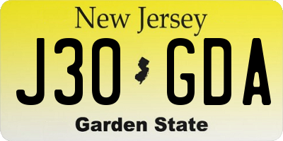 NJ license plate J30GDA