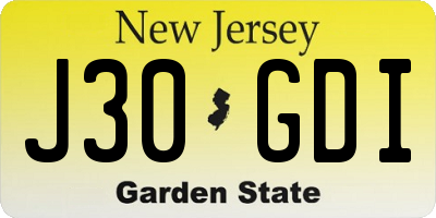 NJ license plate J30GDI