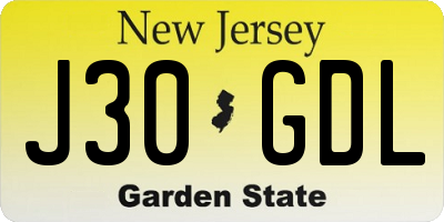 NJ license plate J30GDL