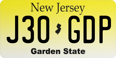 NJ license plate J30GDP