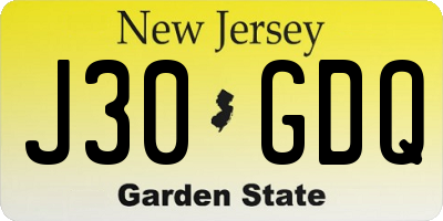 NJ license plate J30GDQ